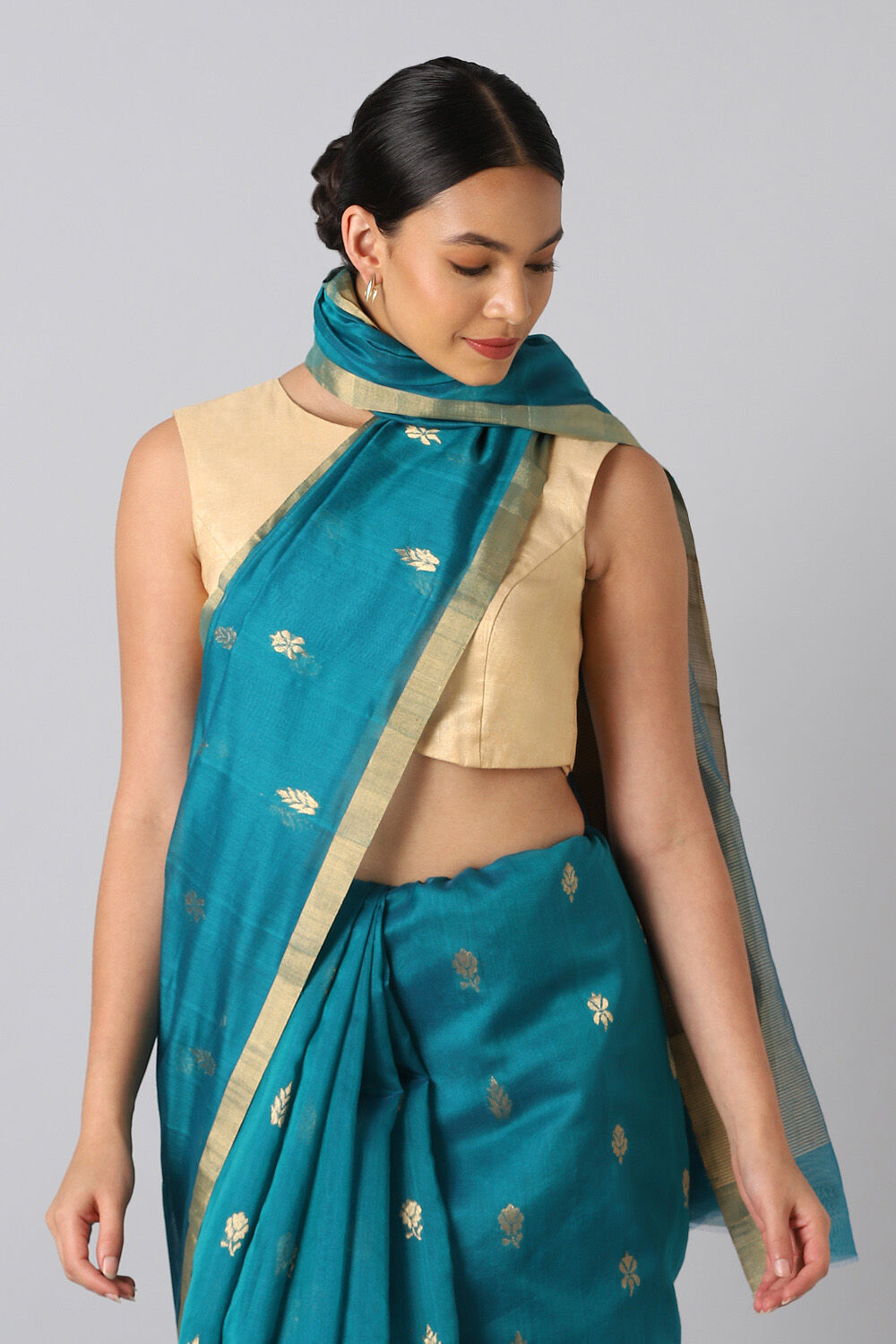 Green Pure Silk Cotton Chanderi Saree image number null