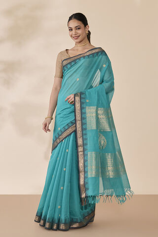 Light Blue Woven Pure Cotton Saree thumbnail image number null