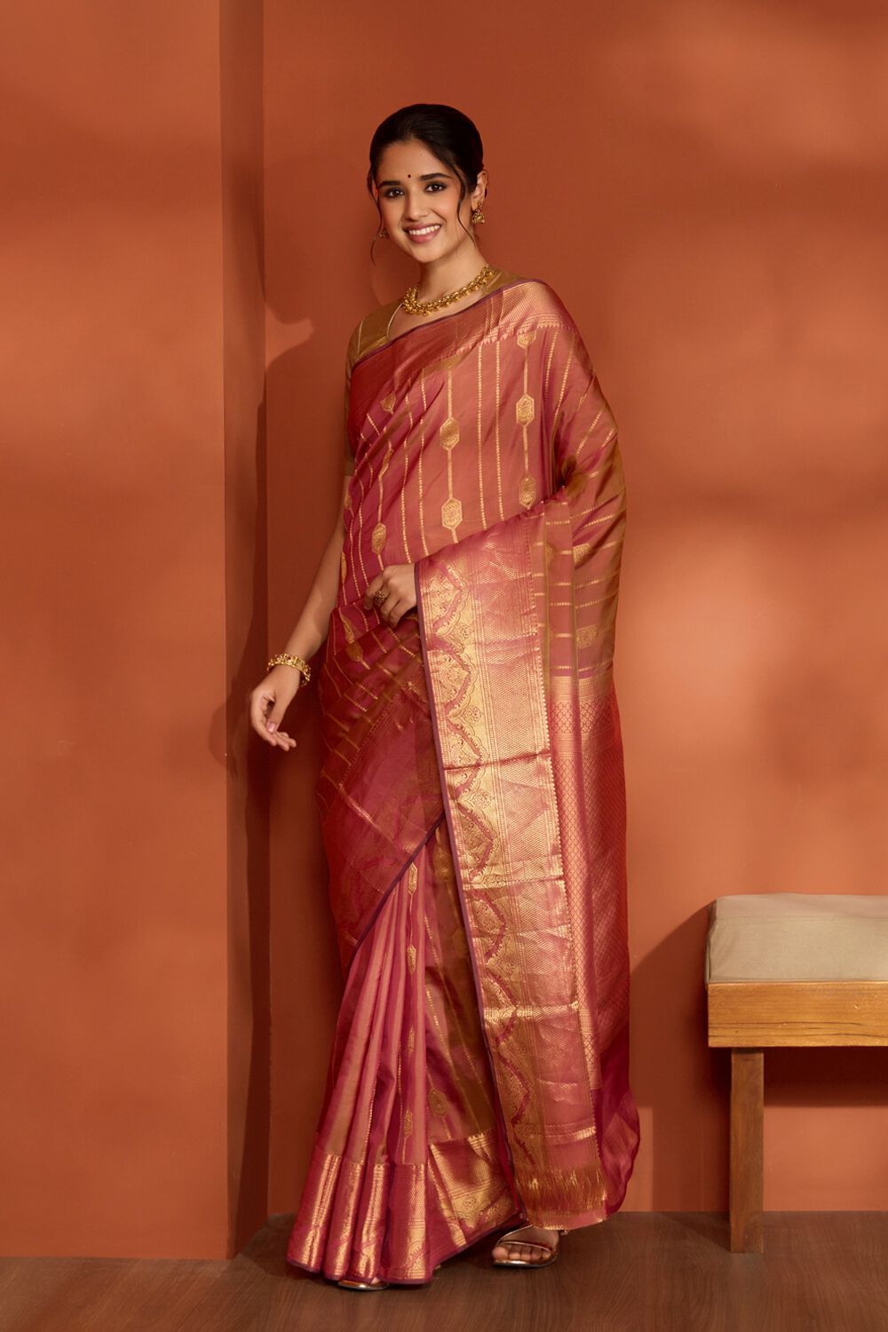 Brown Woven Apsara Silk Viscose Saree image number null