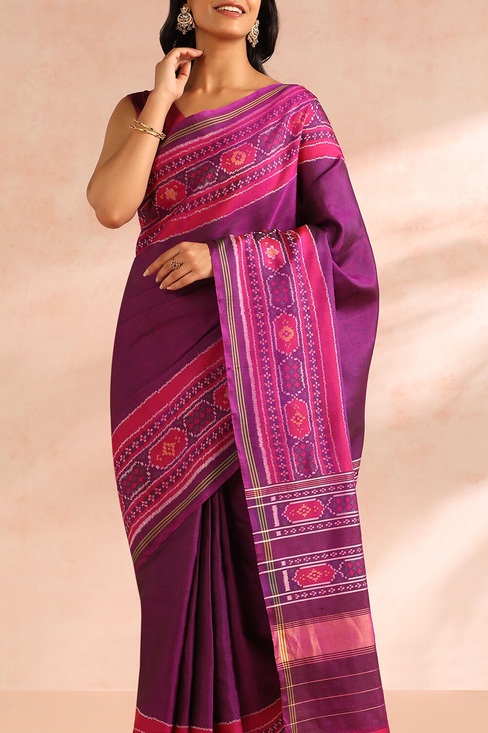 Purple Rajkot Pure Silk Ikat Patola Saree image number null