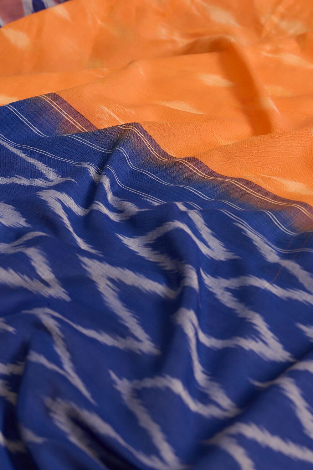 Orange Pochampalli Pure Cotton Ikat Saree image number null