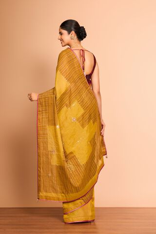 Yellow Pure Tissue Cotton Printed Embroidered Saree thumbnail image number null