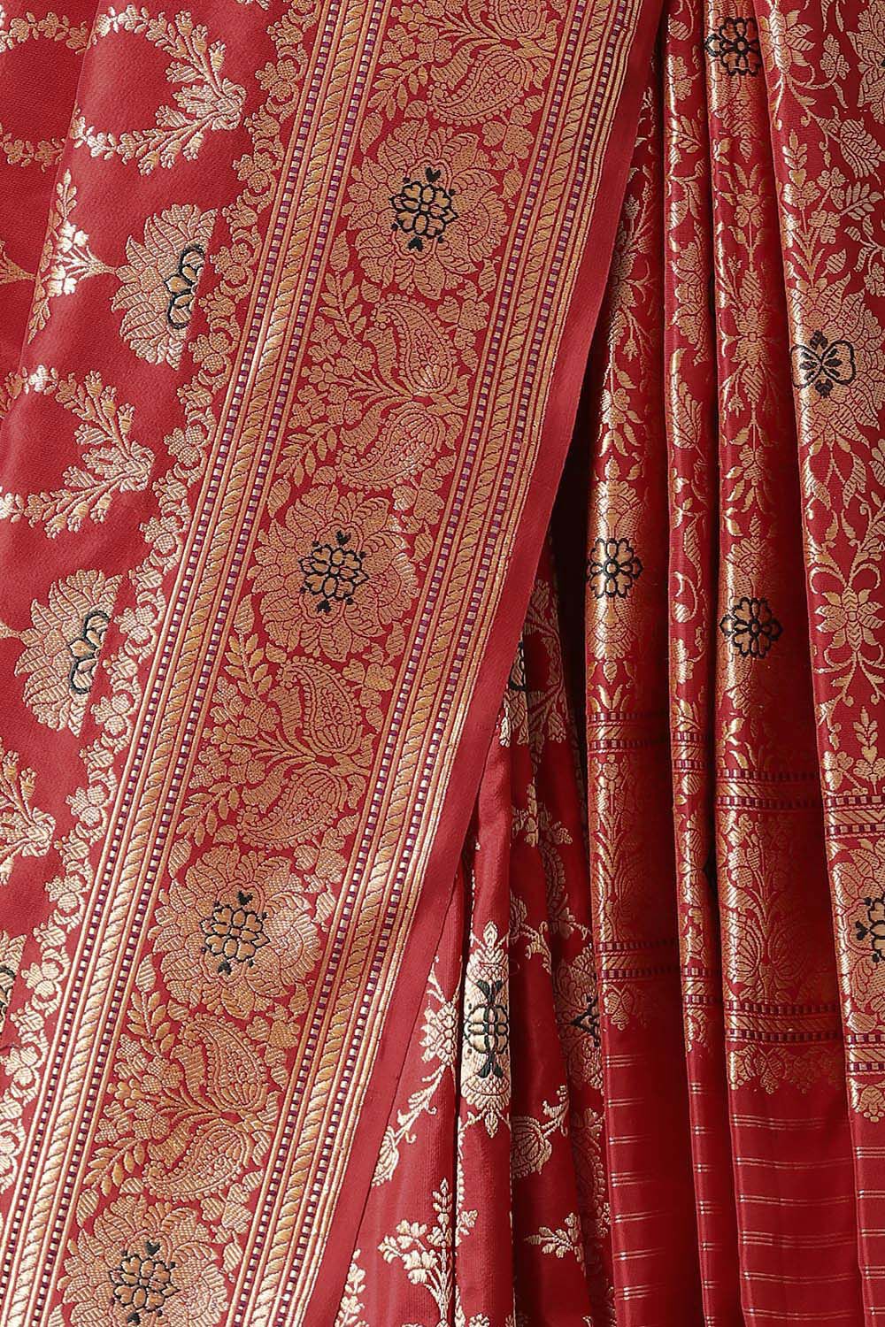 Red Pure Silk Banarasi Saree image number null