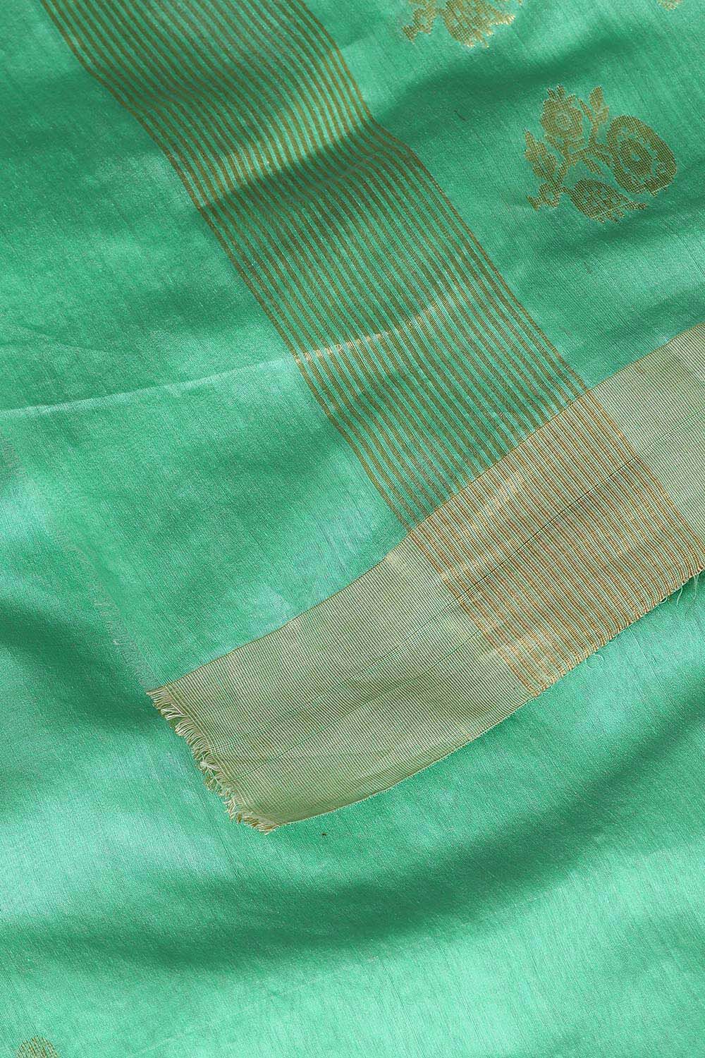 Light Green Pure Silk Cotton Chanderi Saree image number null