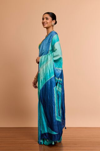 Light Green Bengal Pure Tussar Silk Hand Painted Kantha Saree thumbnail image number null