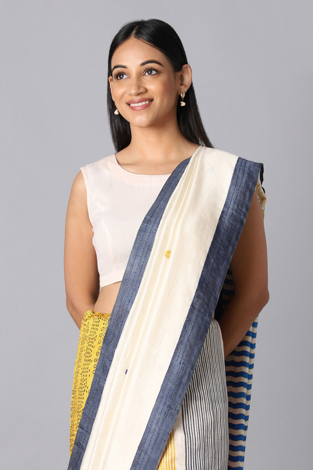 Multicolored Pure Silk Hand Painted Saree image number null