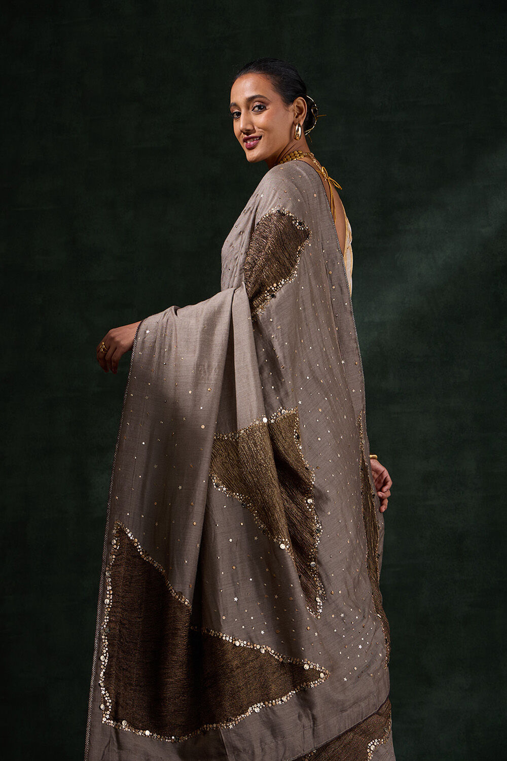 Grey Pure Silk Embroidered Saree image number null