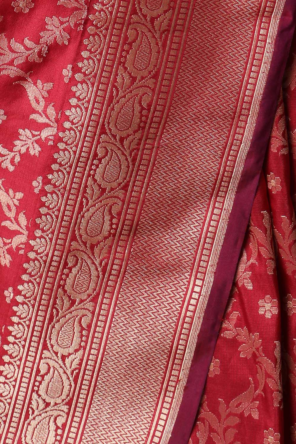 Red Pure Silk Banarasi Saree image number null