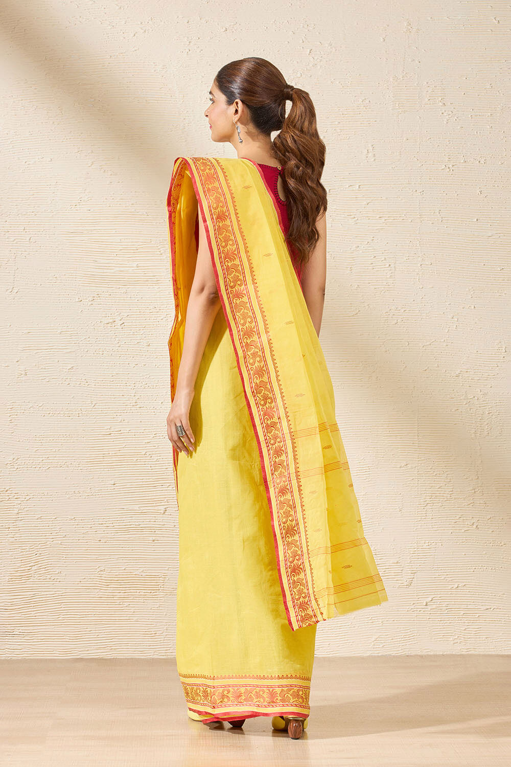 Yellow Bengal Pure Cotton Jamdani Saree image number null