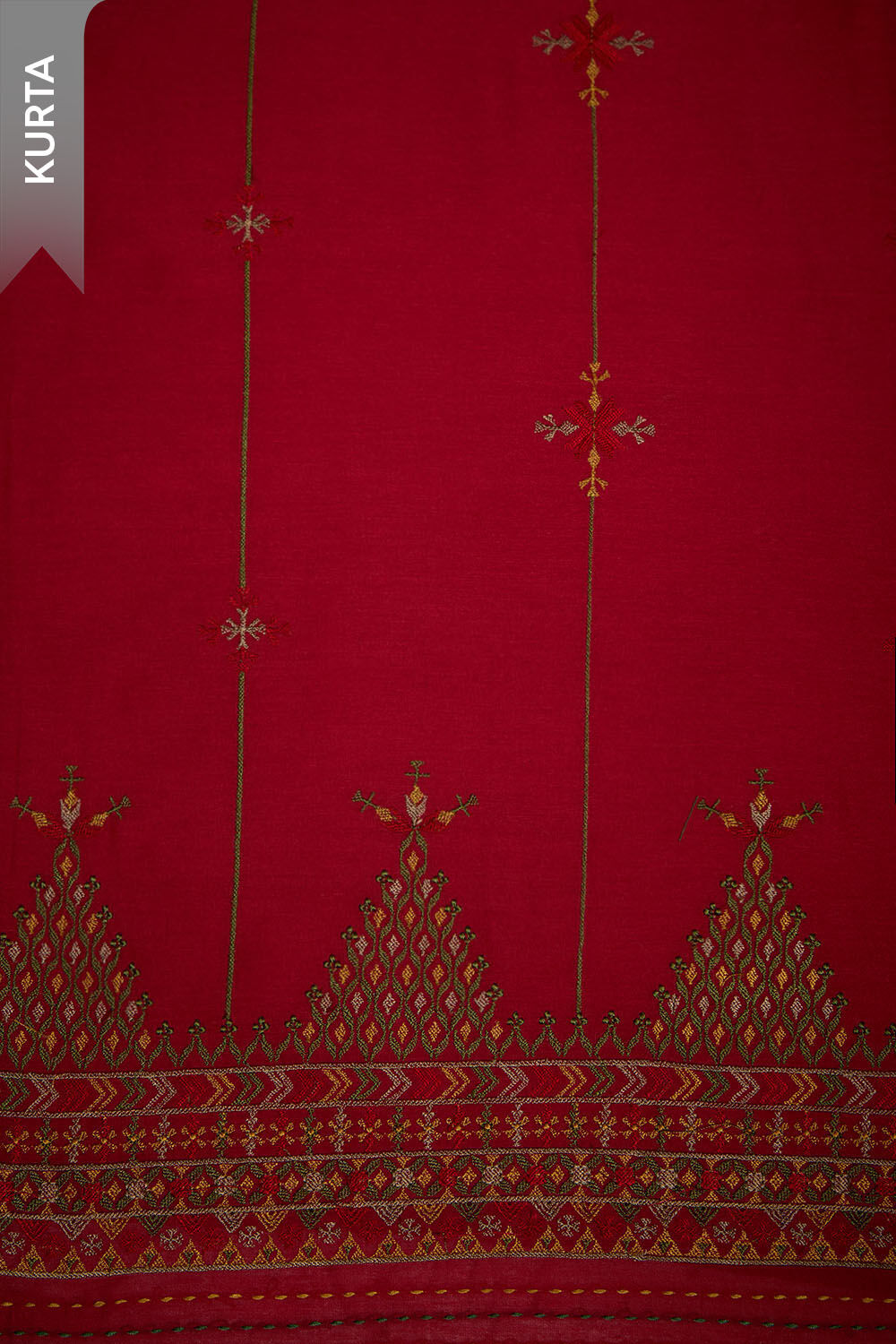 Dark Red Pure Silk Cotton Embroidered Unstitched Suit Set image number null