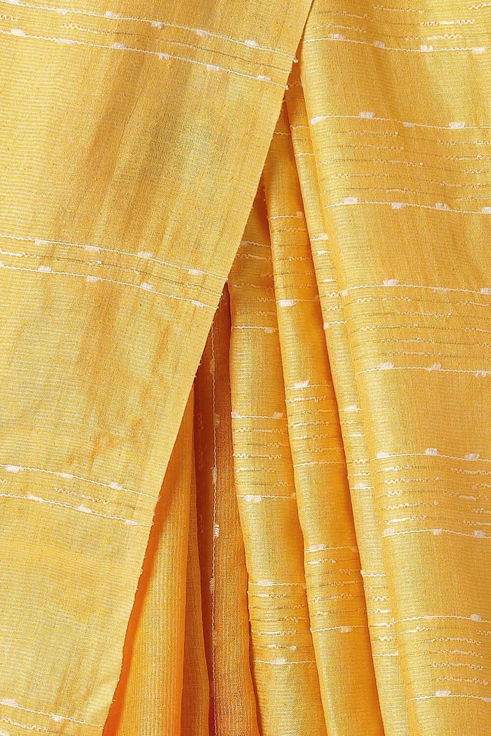 Yellow Pure Tussar Silk Tie and Dye Saree image number null