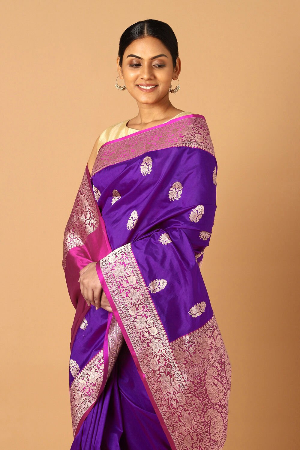 Purple Pure Silk Banarasi Saree image number null