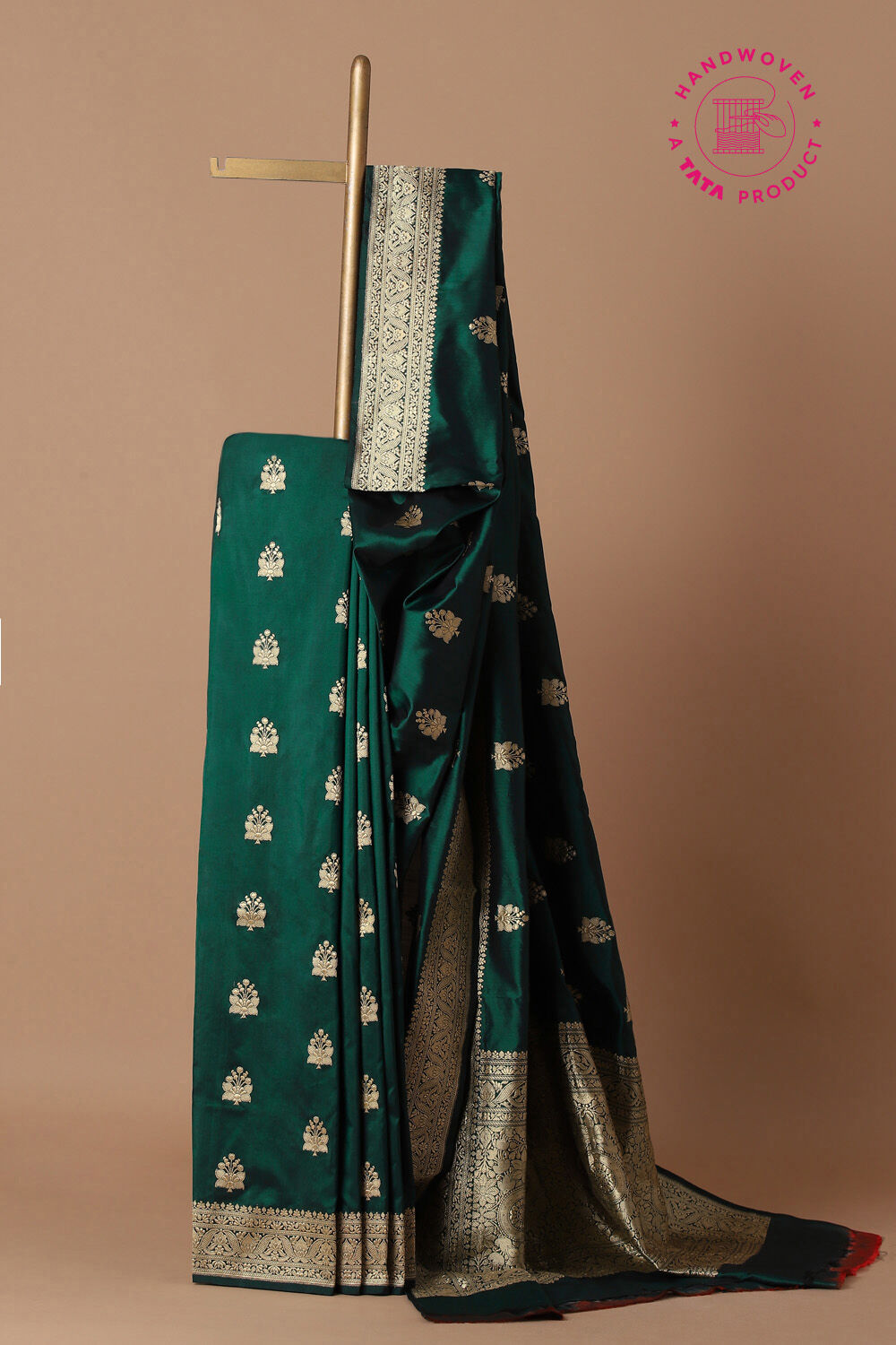 Dark Green Pure Silk Banarasi Saree image number null