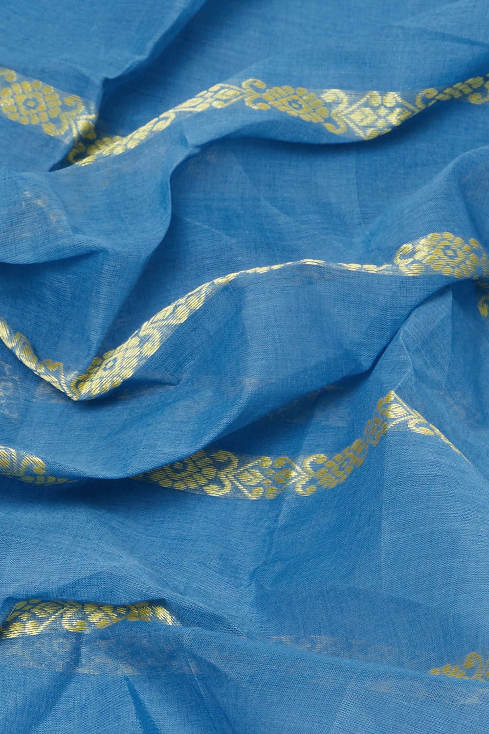 Light Pure Blue Cotton Bengal Saree image number null