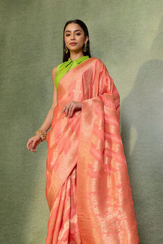 Light Pink Woven Pure Viscose Saree image number