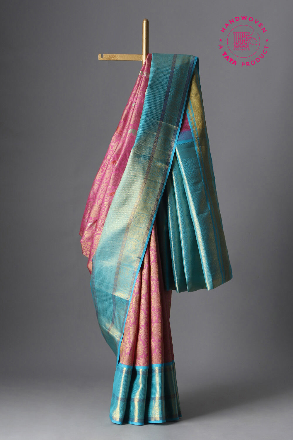 Rose Pink Pure Zari Silk Kanjivaram Saree image number null