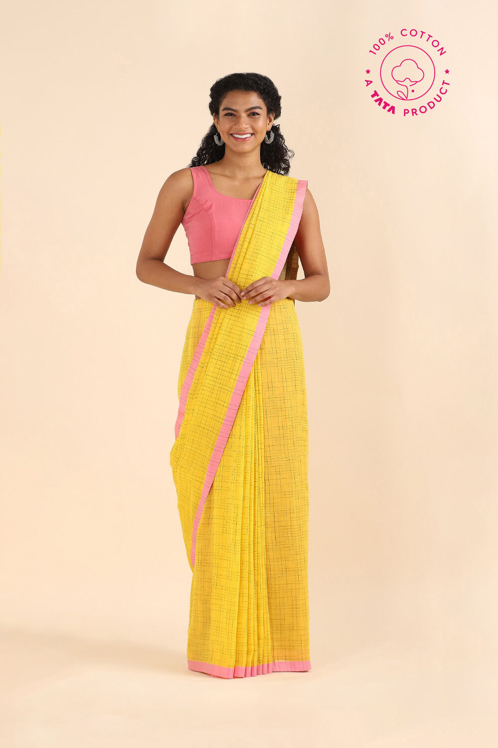 Yellow Pure Cotton Bengal Saree image number null