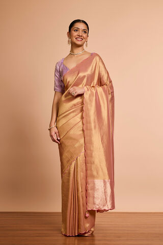 Pink Woven Viscose Tissue Saree thumbnail image number null
