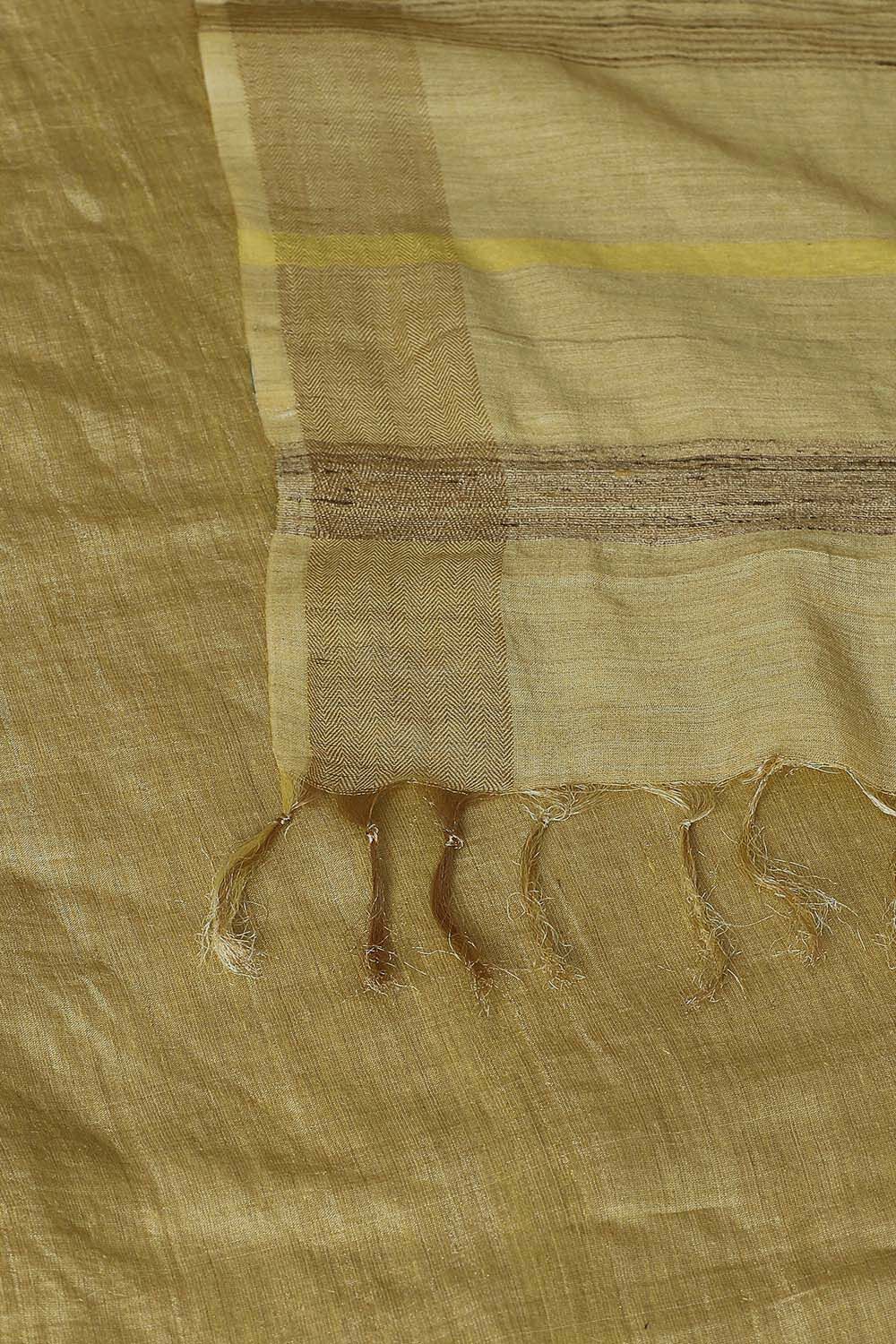 Light Yellow Pure Tussar Silk Bhagalpuri Saree image number null
