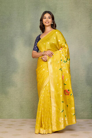 Yellow Woven Pure Viscose Saree thumbnail image number null