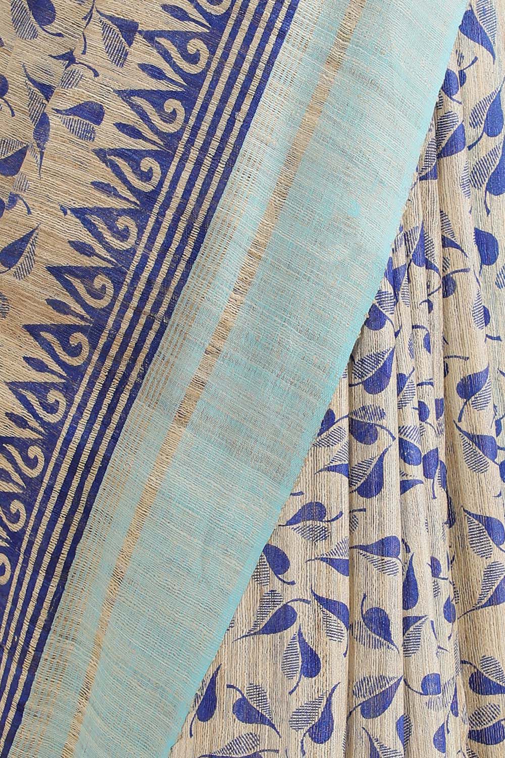 Beige Pure Tussar Printed Saree image number null