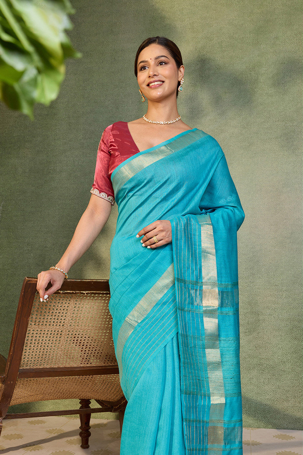 Light Blue Bhagalpur Woven Pure Silk Saree image number null