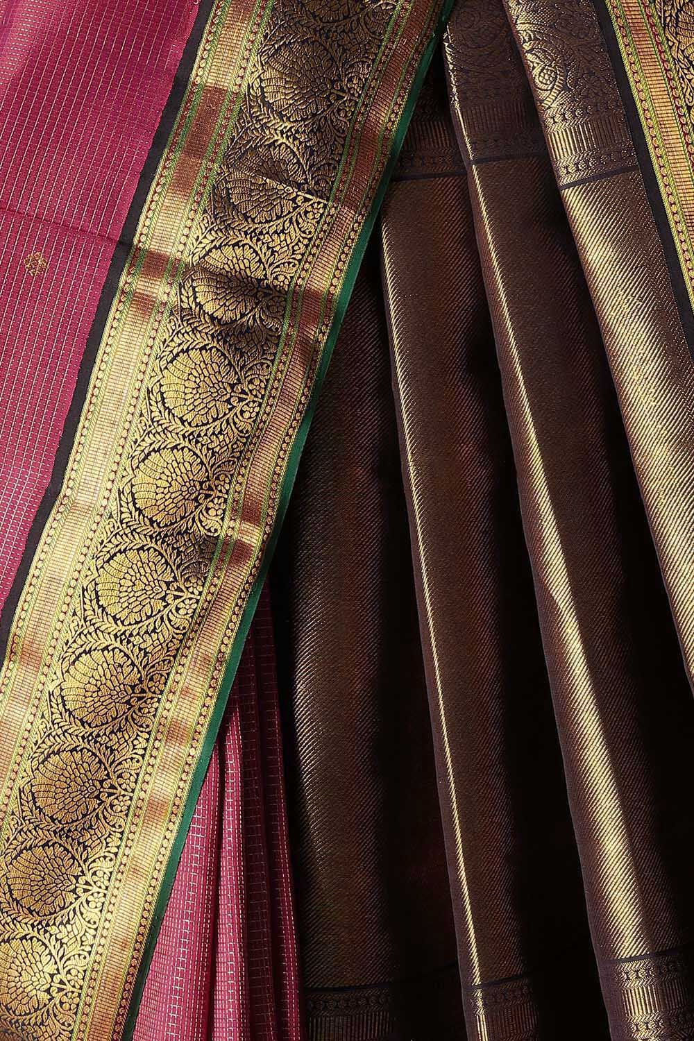 Dark Pink Pure Silk Kanjivaram Saree image number null