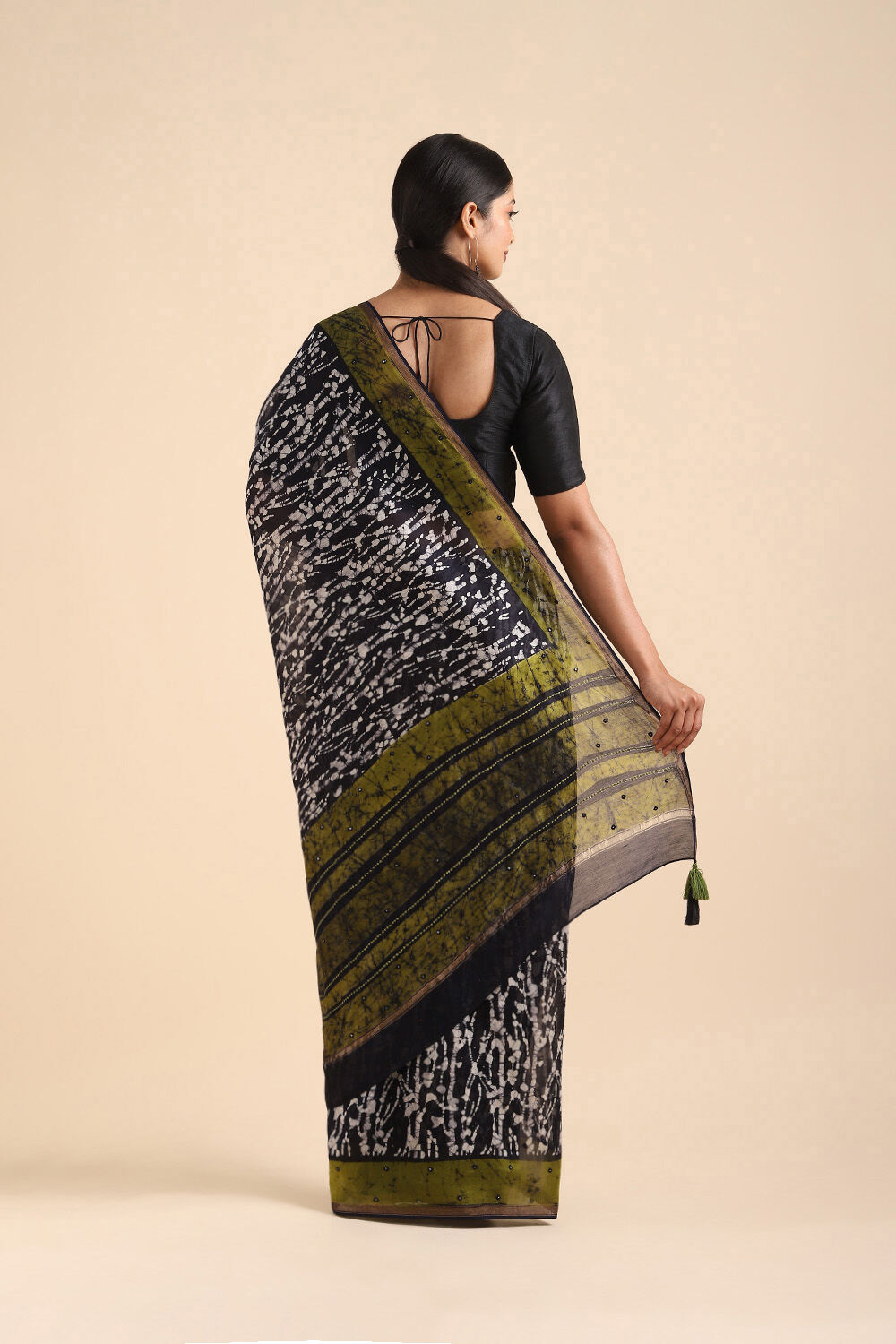 Blue Pure Silk Cotton Chanderi Saree image number null