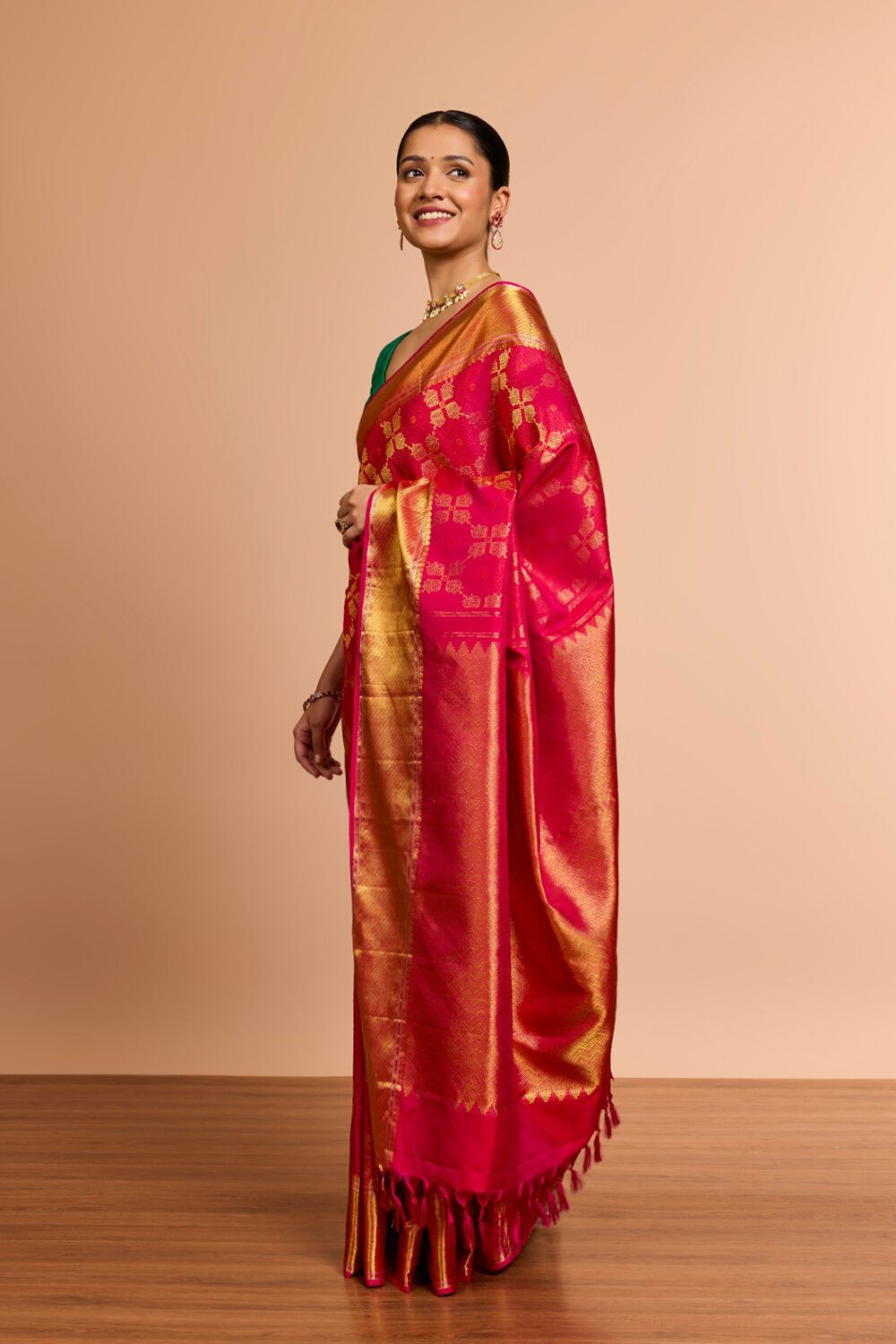 Pink Brocade Pure Silk Kanjeevaram Saree image number null