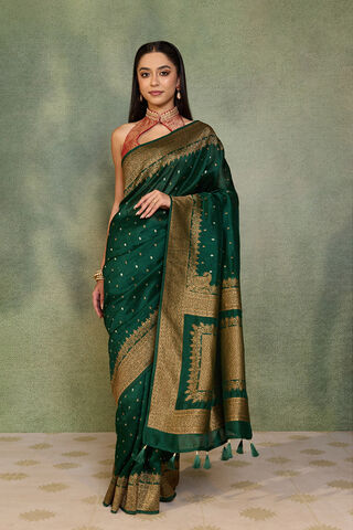 Dark Green Woven Design Pure Viscose Saree thumbnail image number null