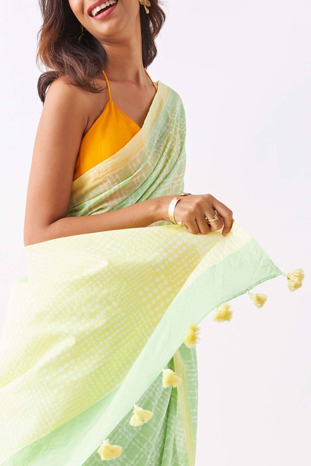 Light Green Pure Cotton Printed Saree image number null