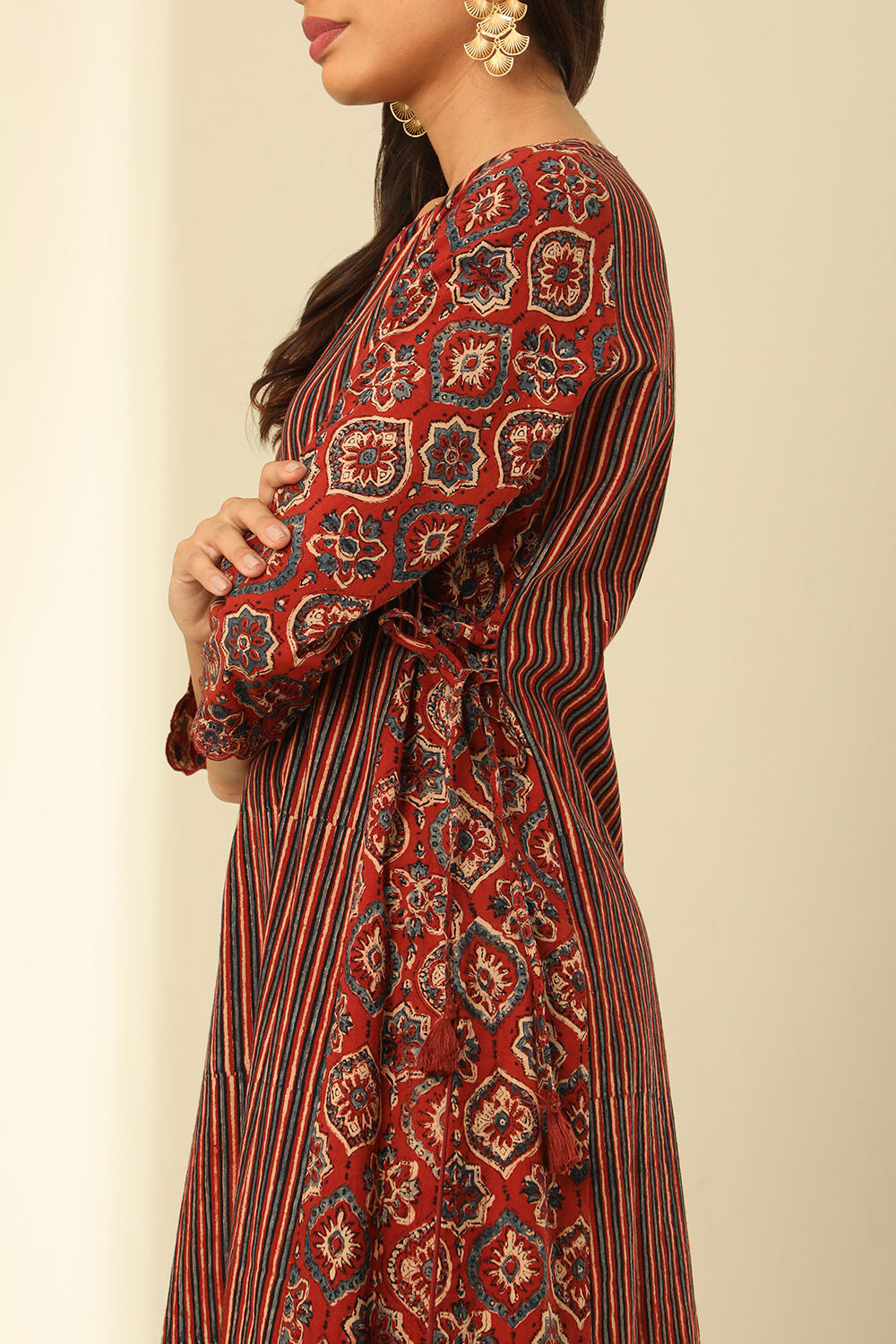 Red Cotton Printed Kurta image number null