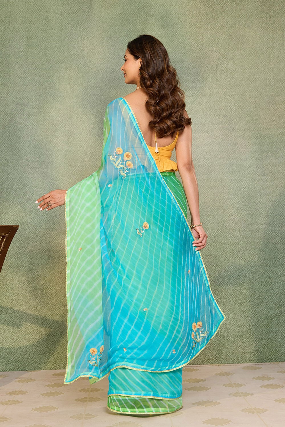 Blue Rajasthan Viscose Chiffon Leheriya Saree image number null