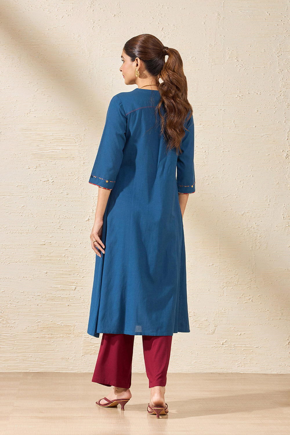 Blue Pure Cotton Applique Kurta image number null