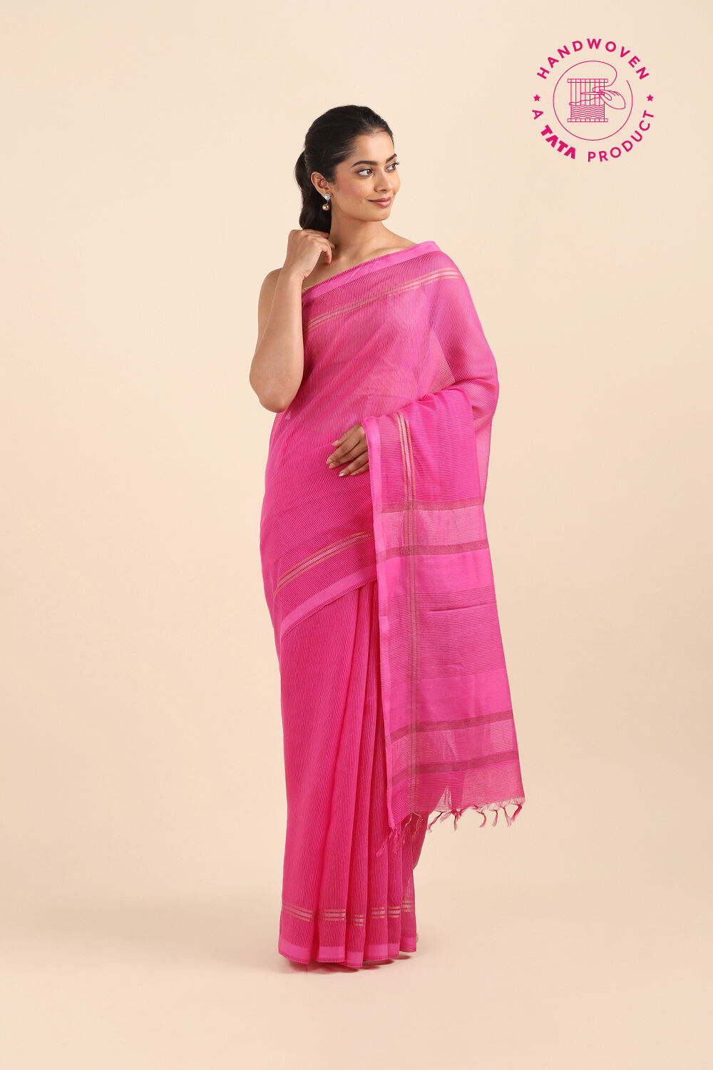 Pink Pure Silk Woven Saree image number null
