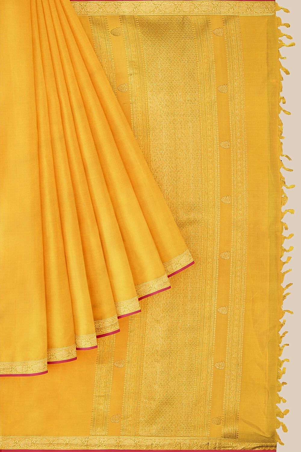 Yellow Pure Silk Kanjivaram Saree image number null