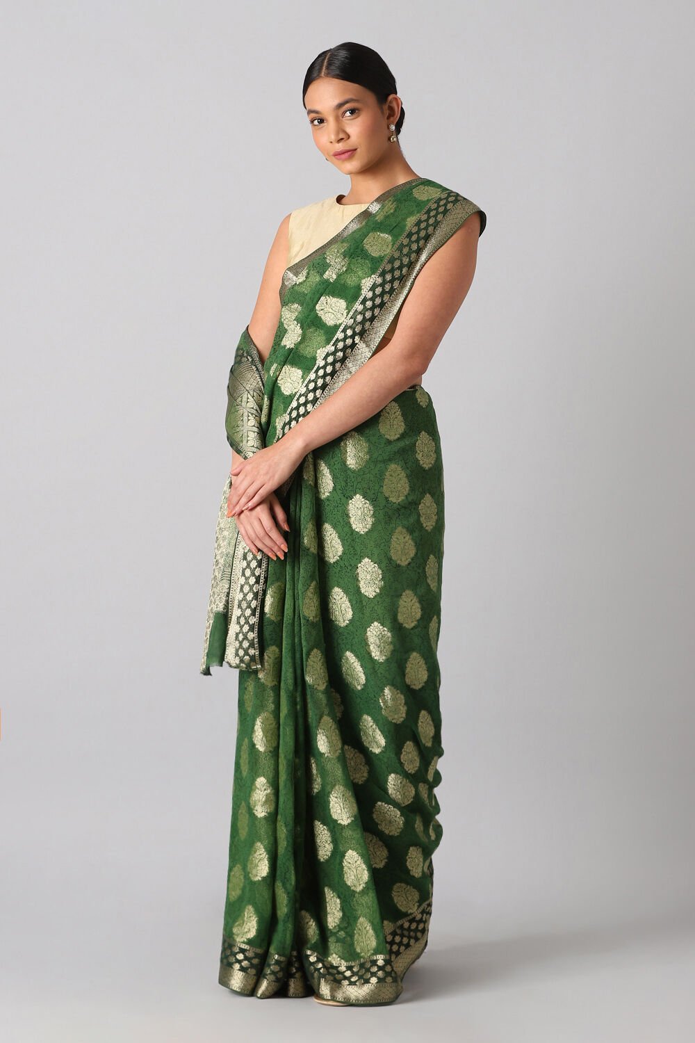 Green Viscose Georgette Banarasi Saree image number null