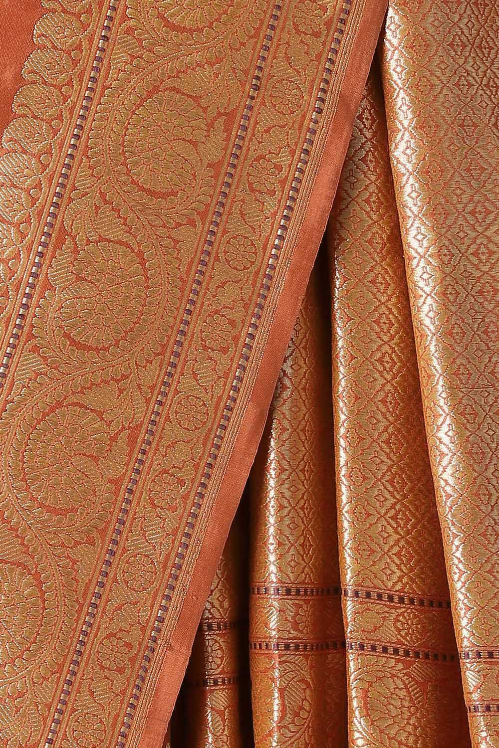 Orange Pure Silk Banarasi Saree image number null