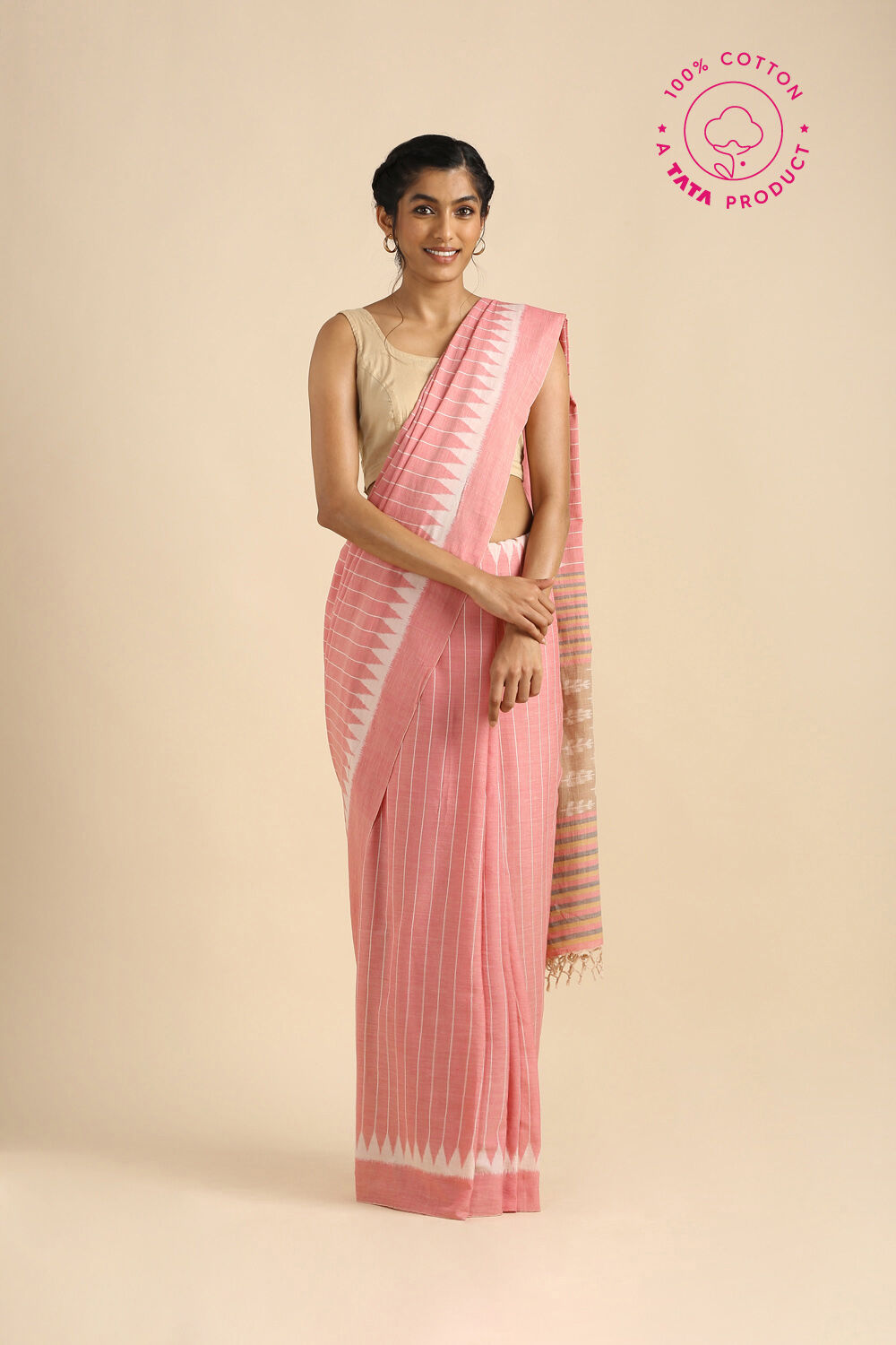 Light Pure Pink Cotton Odissa Ikat image number null