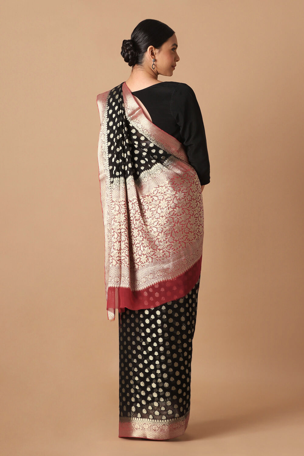 Black Viscose Pure Georgette Banarasi Saree image number null