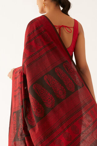 Red Pure Cotton Bagh Printed Saree thumbnail image number null