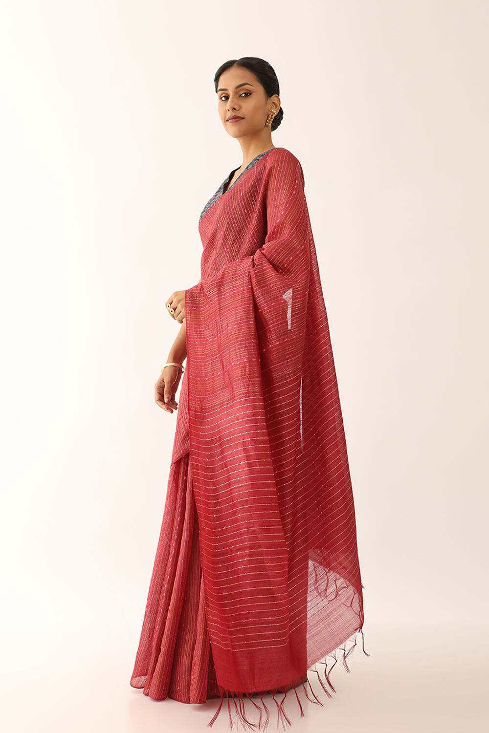 Red Chattisgarh Woven Pure Tussar Silk Saree image number null