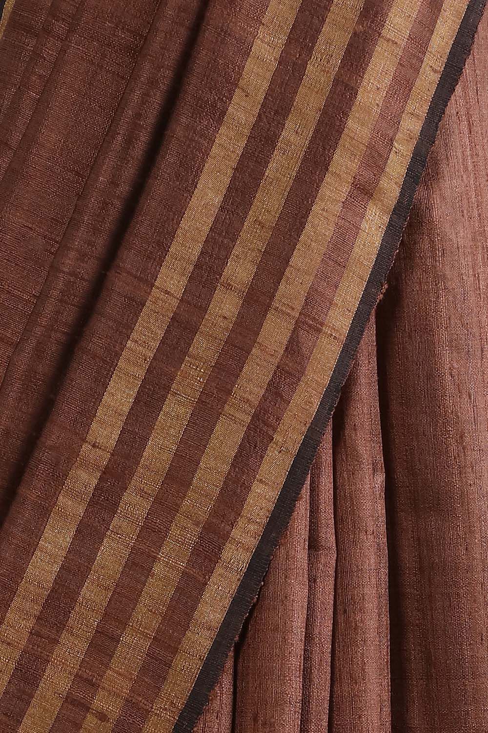 Brown Pure Tussar Silk Bhagalpuri Saree image number null