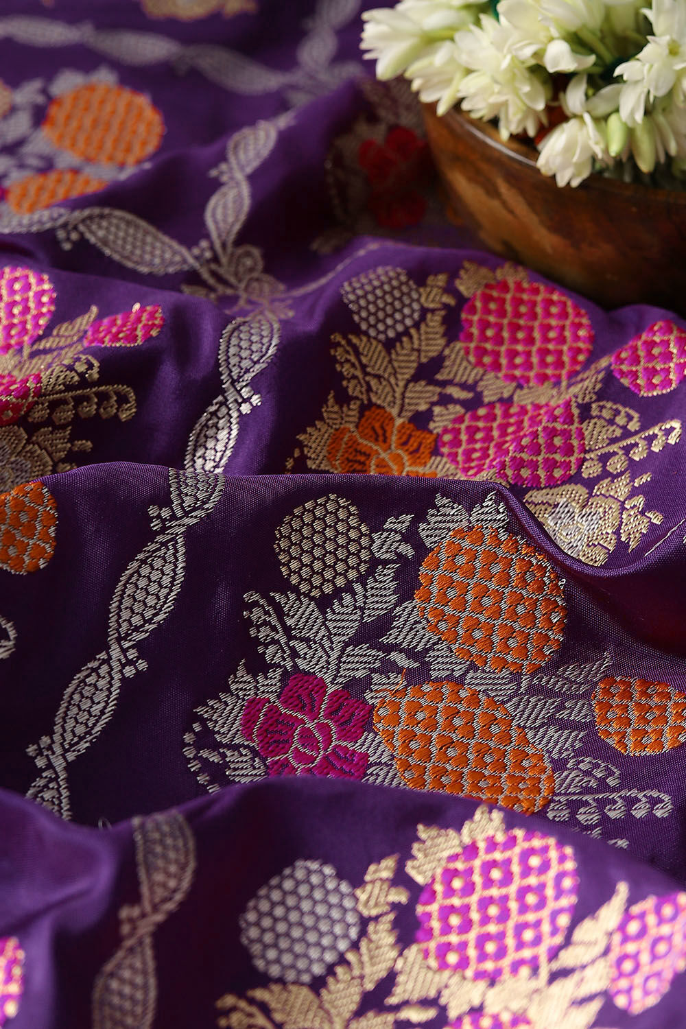 Violet Pure Silk Banarasi Saree image number null