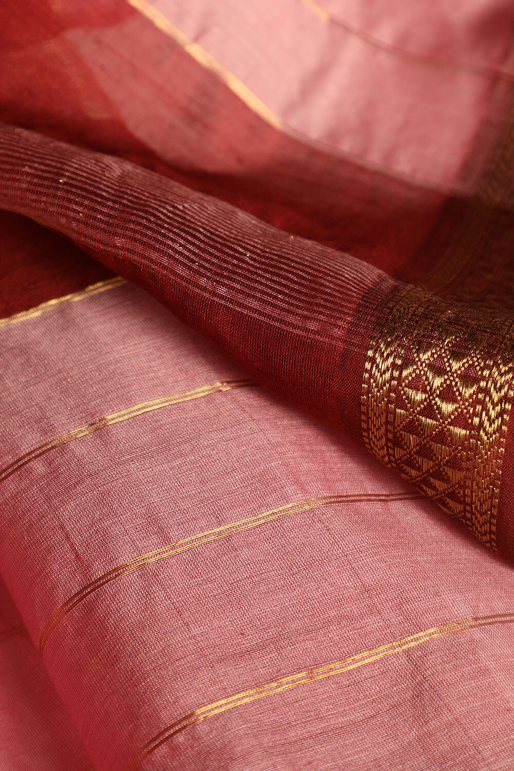 Pink Pure Silk Cotton Woven Maheshwari Saree image number null