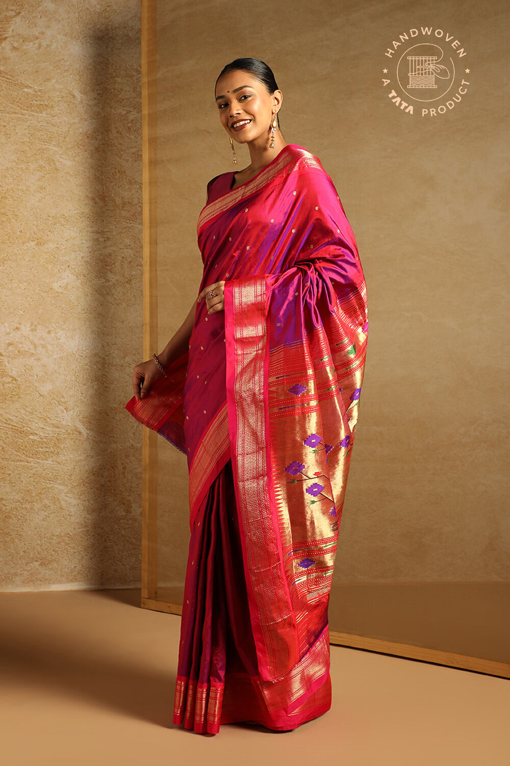 Voilet Pure Silk Paithani Saree image number null