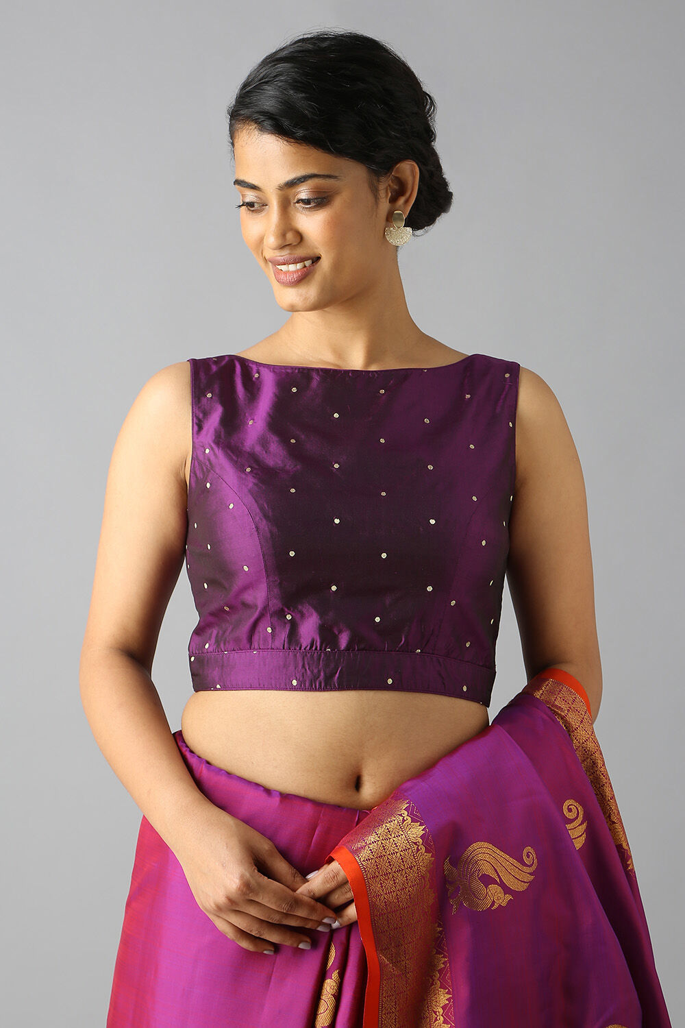 Dark Violet Brocade Blouse image number null