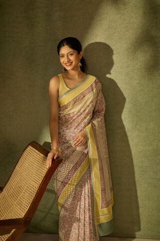 Pink Rajasthan Pure Silk Cotton Printed Sanganeri Saree image number