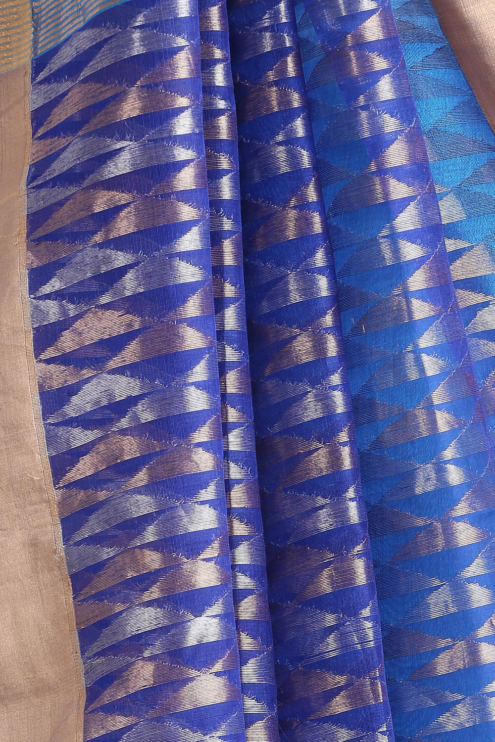 Light Blue Pure Silk Cotton Bengal Saree image number null