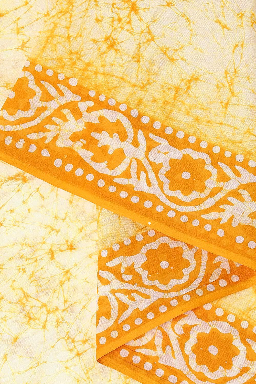Yellow Pure Cotton Batik Saree image number null